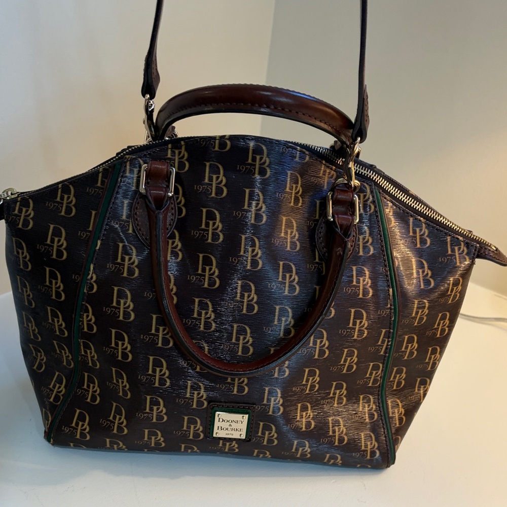 Dooney & Bourke Dark Brown Monogram Satchel